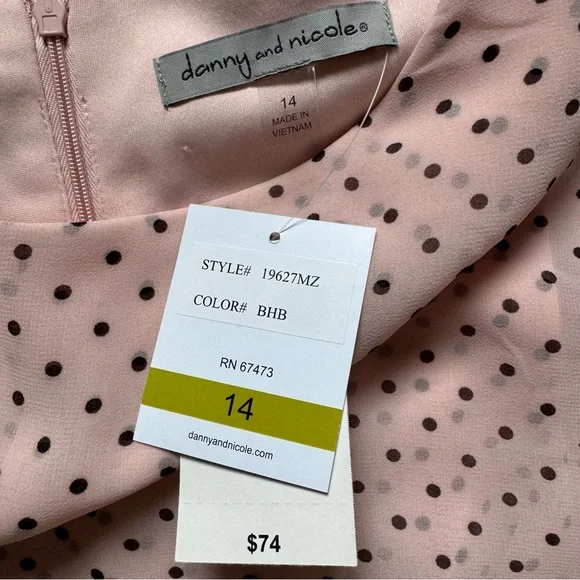 Danny & Nicole dress pale pink with black polka dots size 14 - Picture 4 of 4